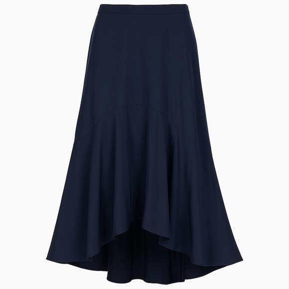Lauren Ralph Lauren Dresses & Skirts - Lauren Ralph Lauren Navy 100% Silk Flared‎ Midi Skirt Women’s 4P